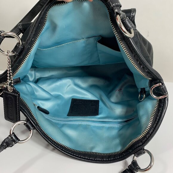 Coach Leah Black Signature Logo Jacquard Tote Shoulder Bag F13139 w/ Hang Tag - Picture 8 of 10